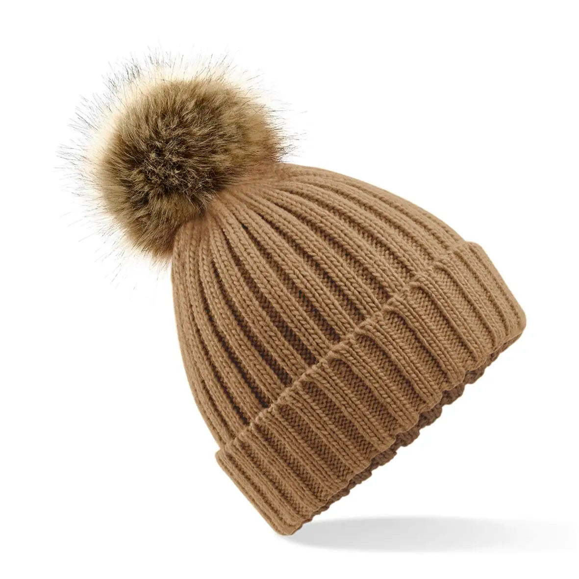 all-groups Faux Fur Pop Pom Chunky Beanie