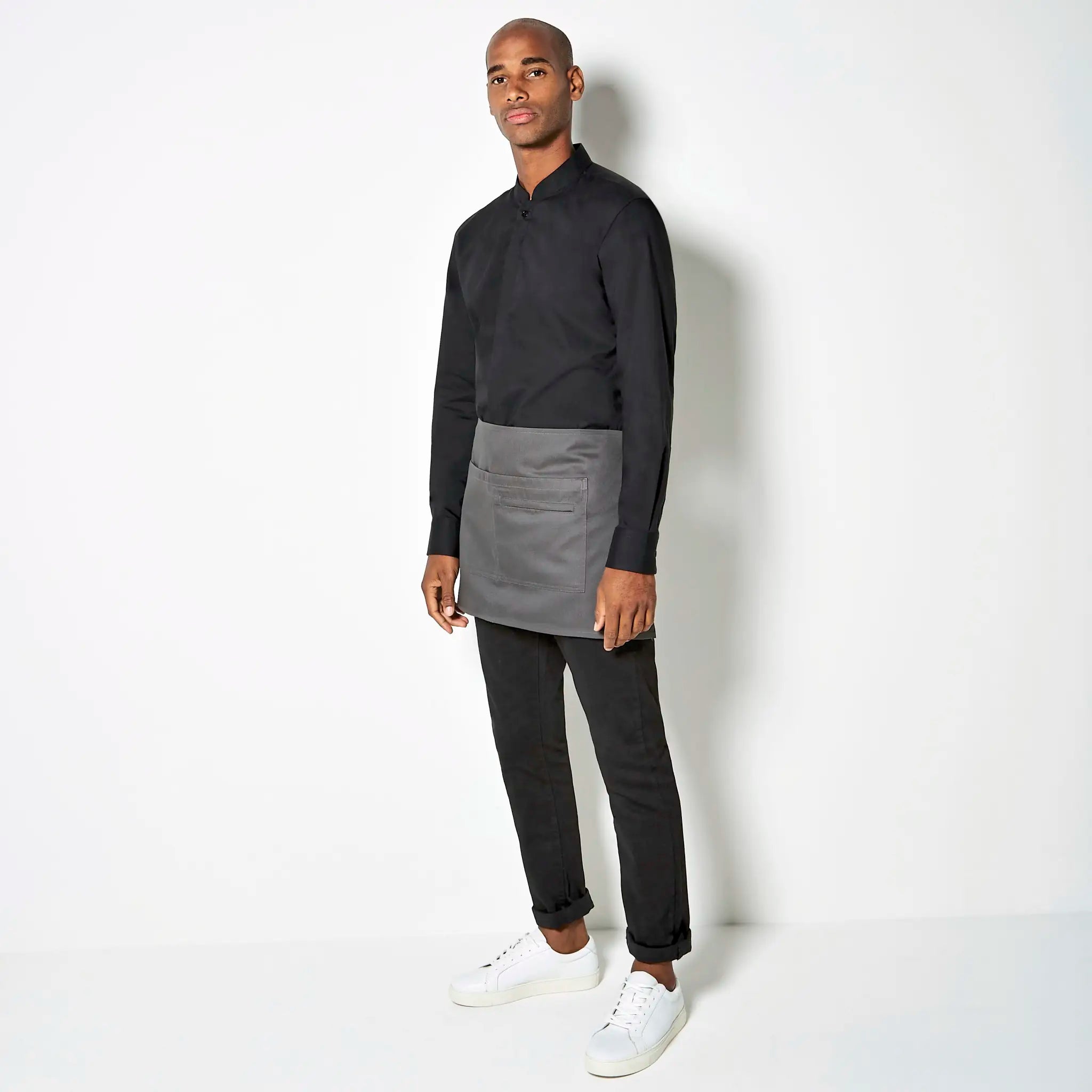 all-groups Men's Tailored Fit Mandarin Collar Shirt Long Sleeve