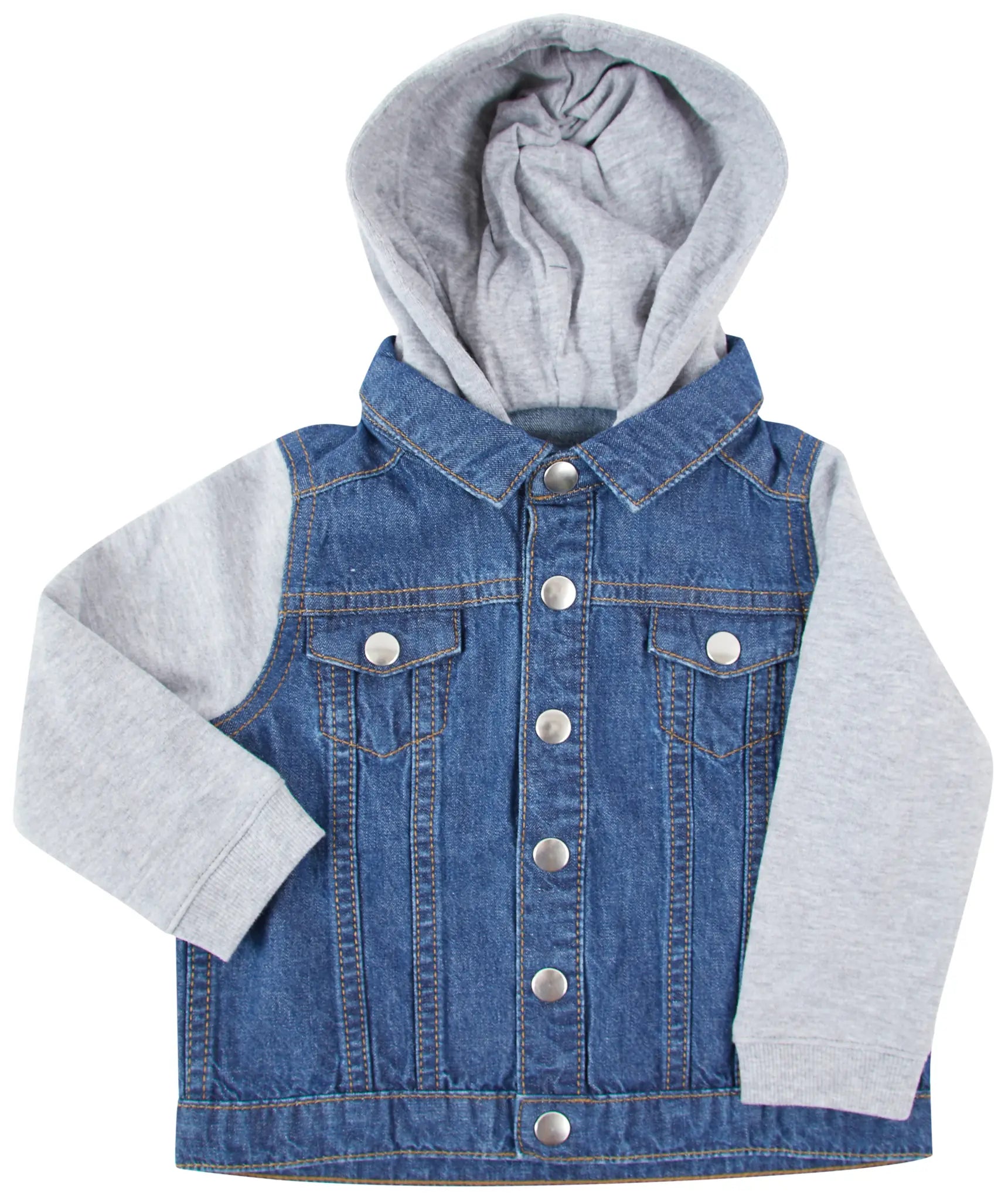 all-groups Kids' Denim Jacket With Fleece Hood And Sleeves