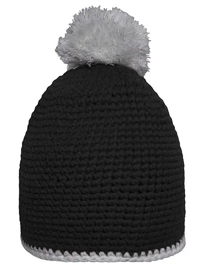 Pompon Hat With Contrast Stripe