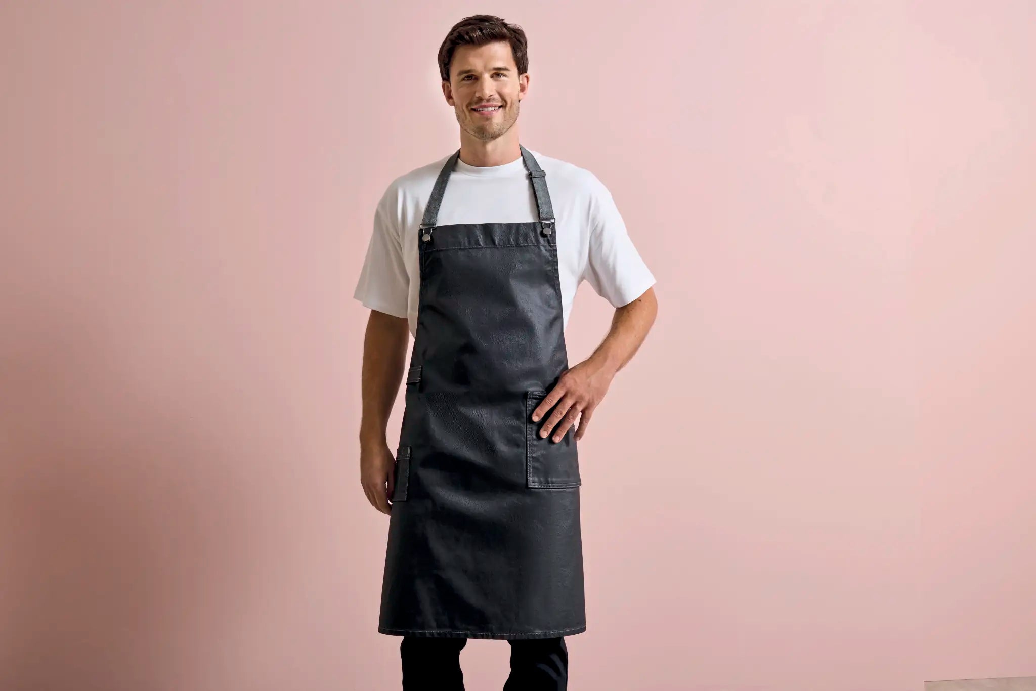 all-groups District Waxed Look Denim Bib Apron