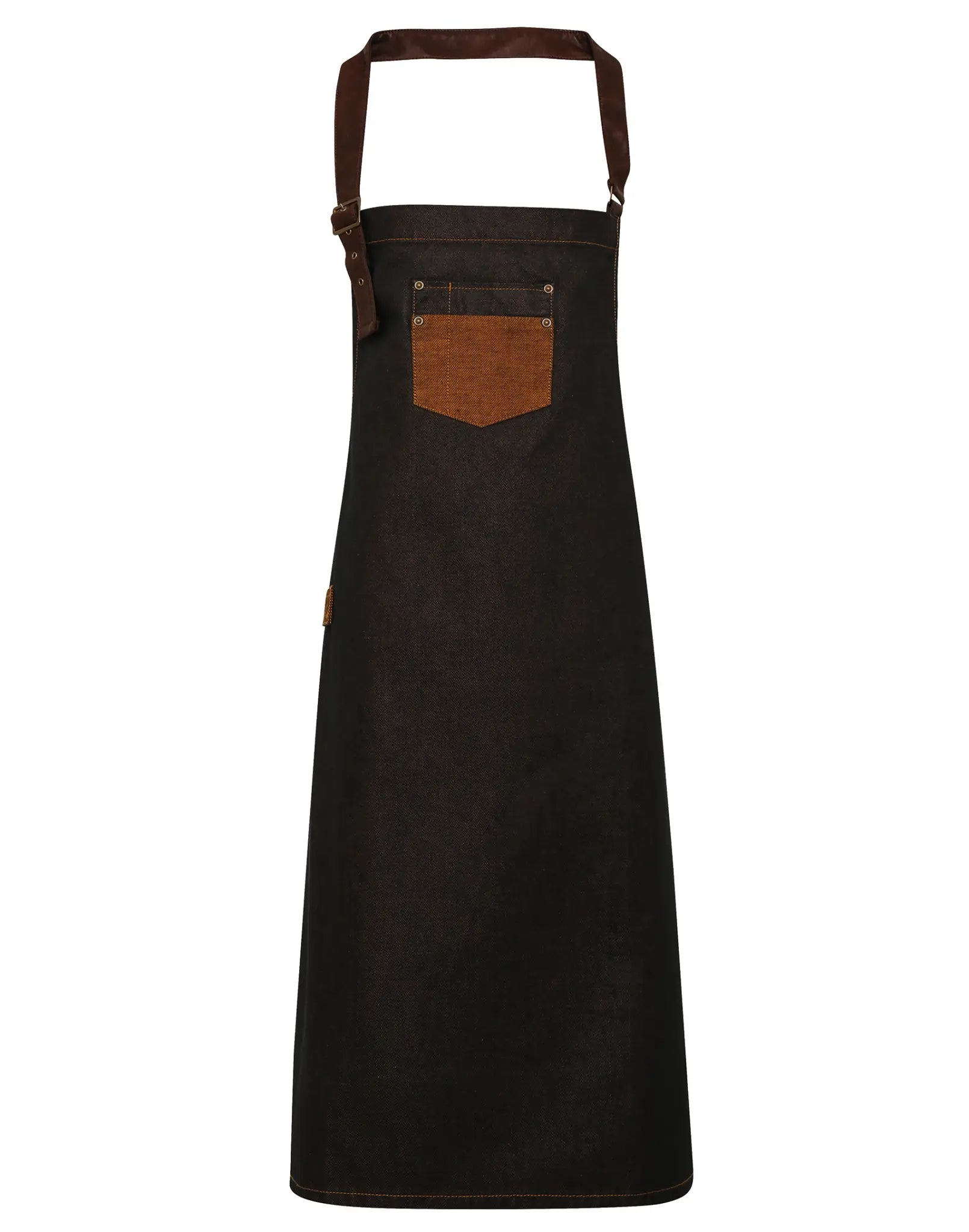 all-groups Division Waxed Look Denim Bib Apron With Faux Leather