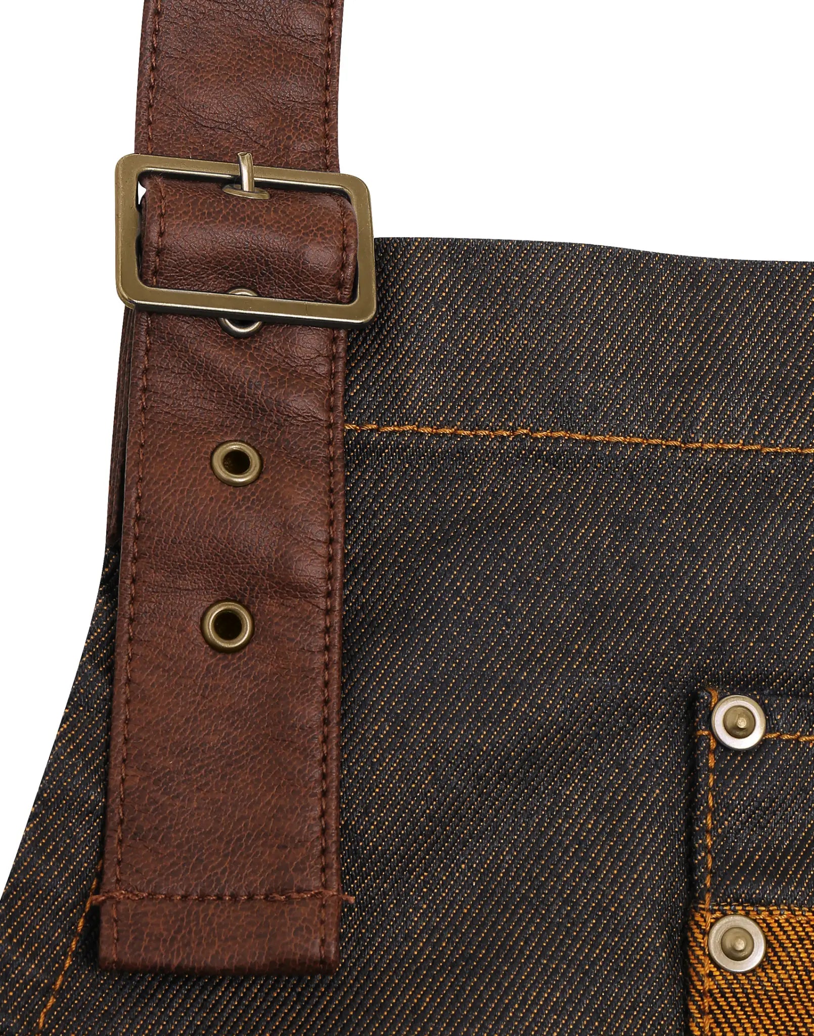 all-groups Division Waxed Look Denim Bib Apron With Faux Leather