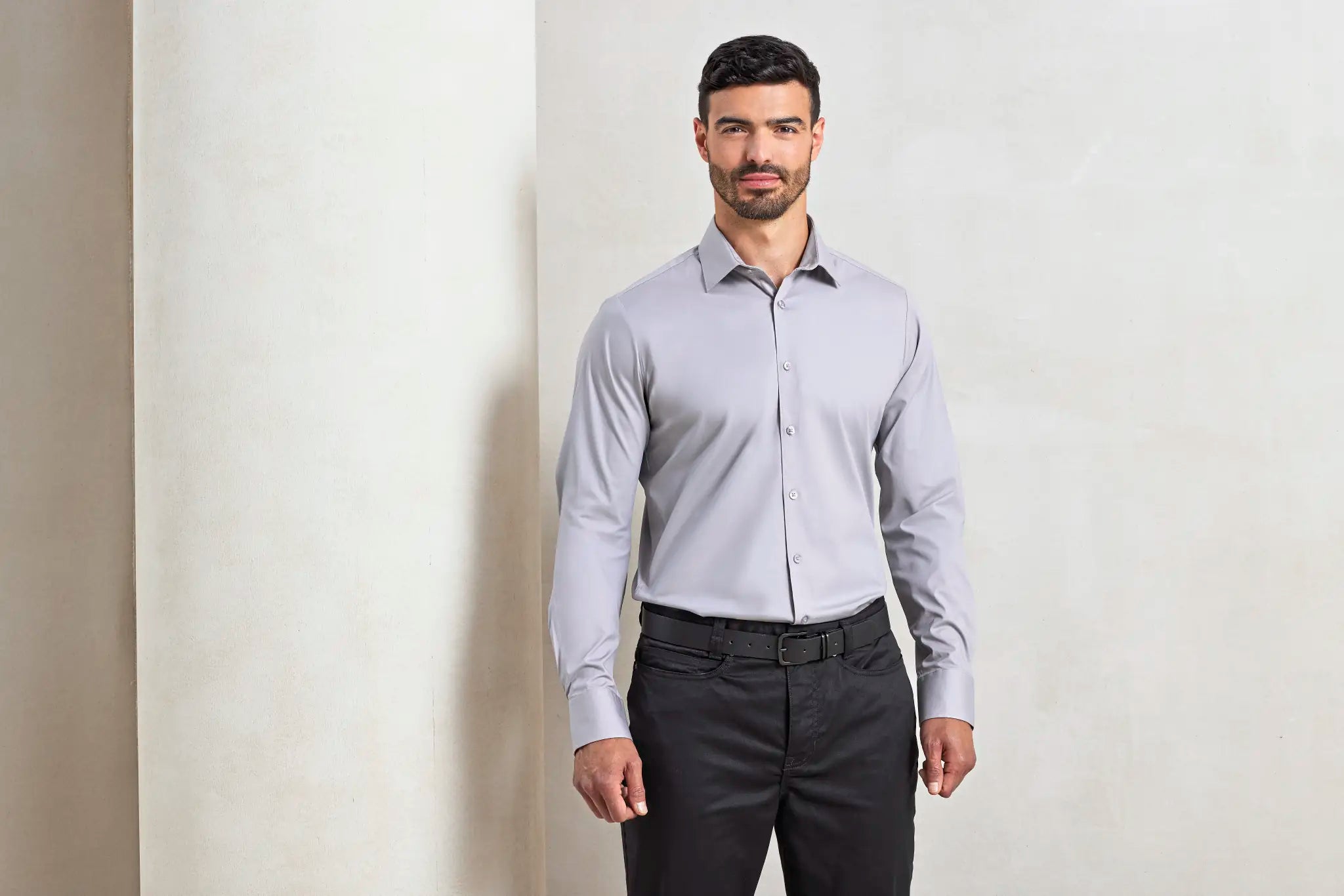 all-groups Men's Stretch Fit Poplin Long Sleeve Cotton Shirt