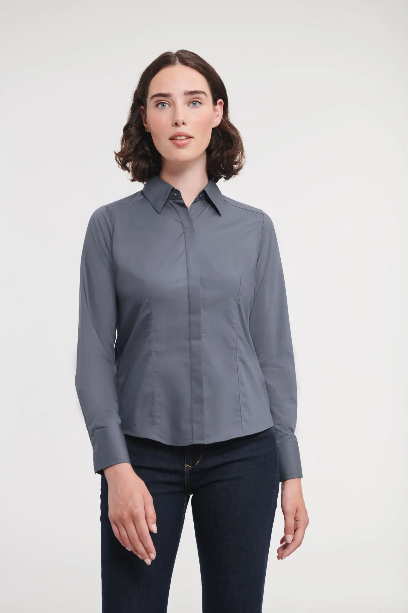 all-groups Women's Long Sleeve Fitted Polycotton Poplin Shirt