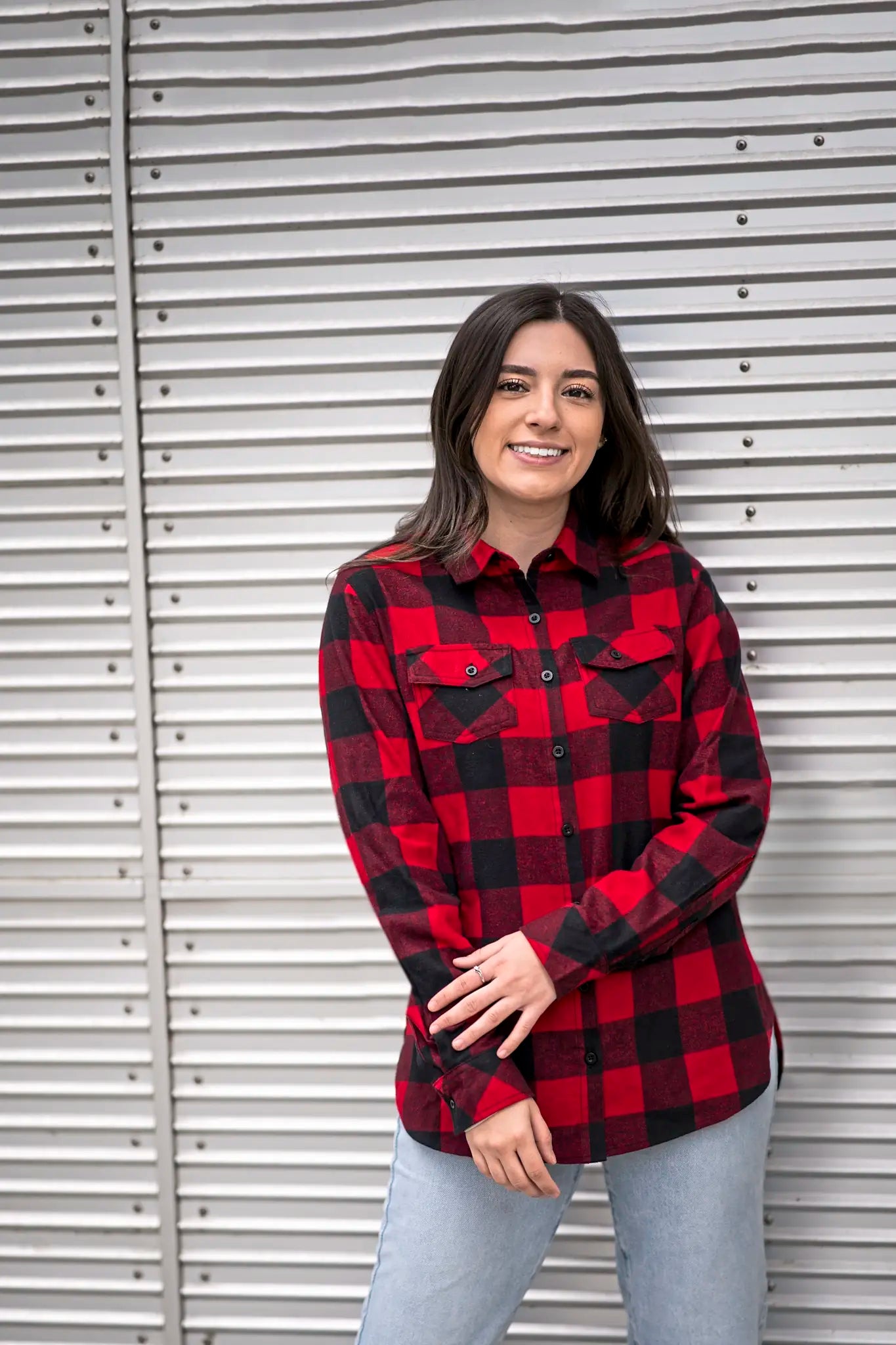 all-groups Women's Woven Plaid Flannel Shirt