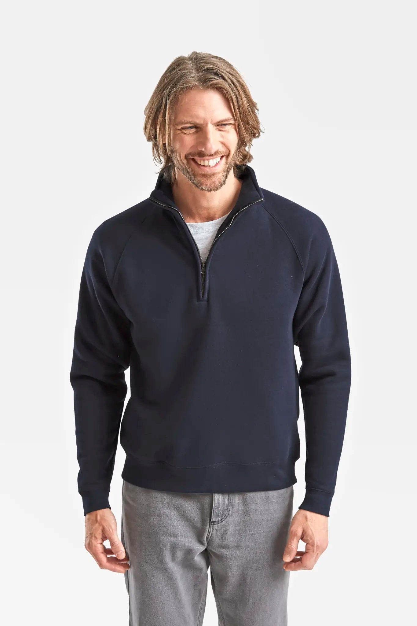 all-groups Men's Premium Zip Neck Raglan Sweatshirt