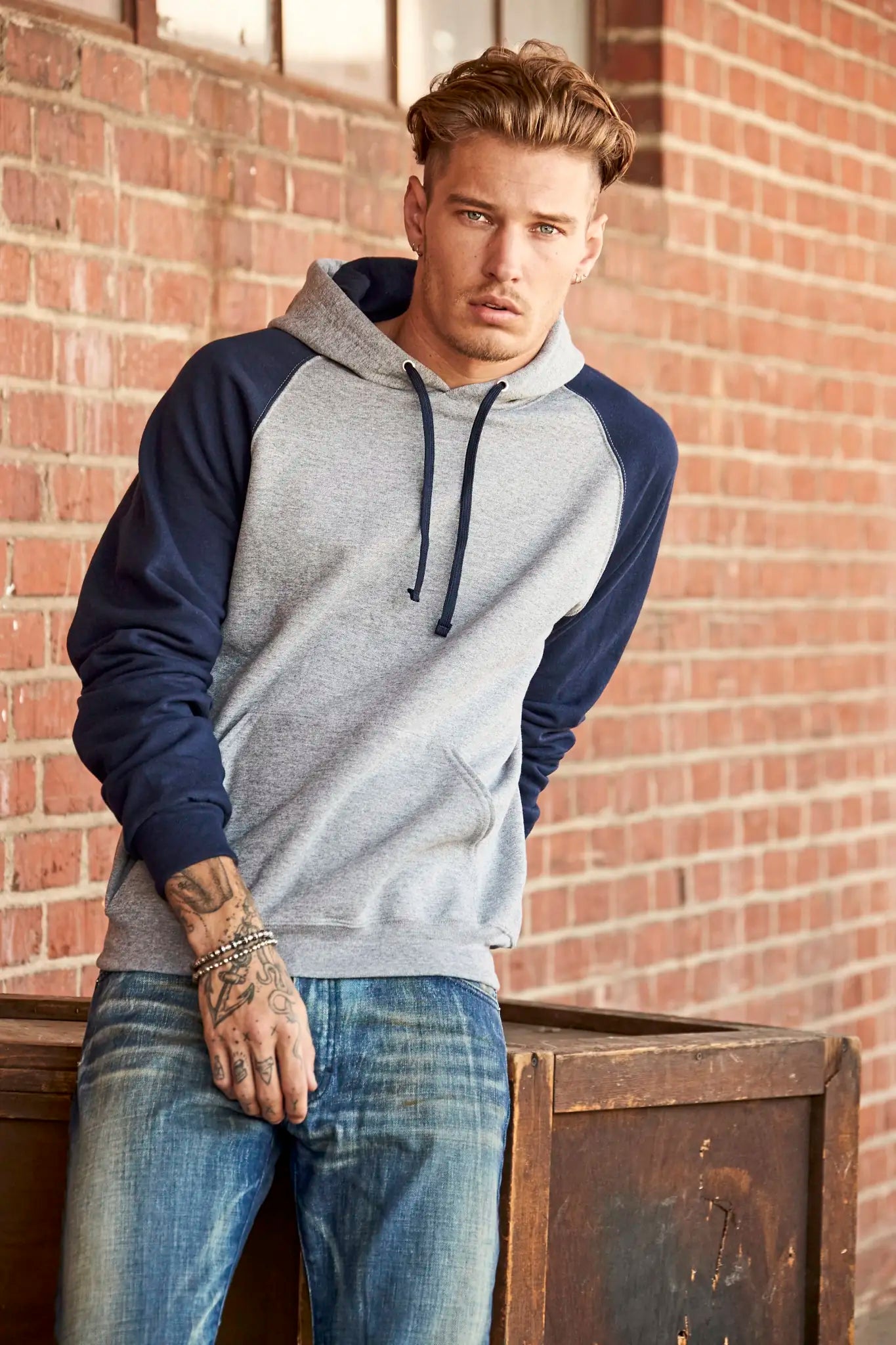 all-groups Unisex Nublend Colour Block Raglan Hooded Sweatshirt