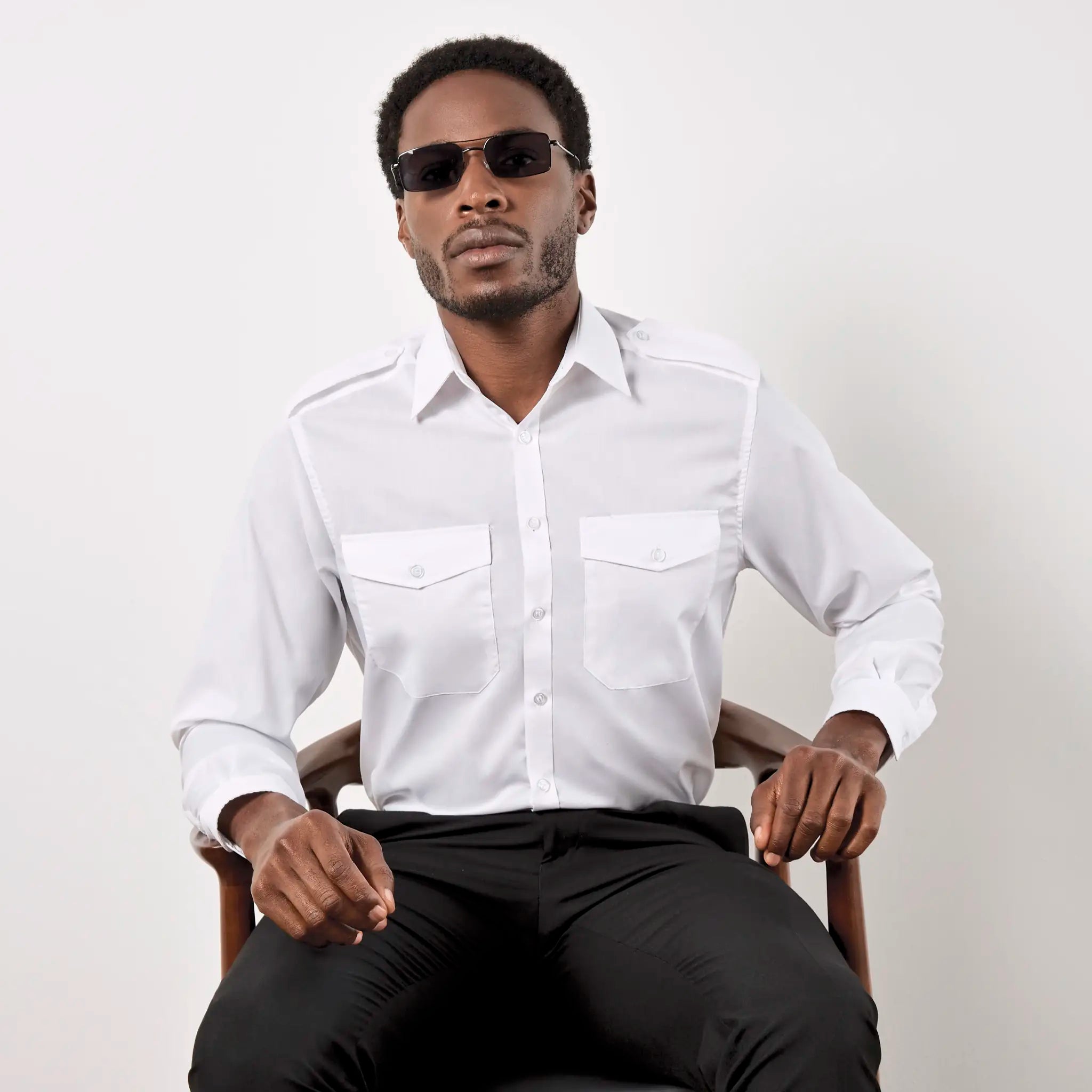 all-groups Men's Tailored Fit Pilot Shirt Long Sleeve