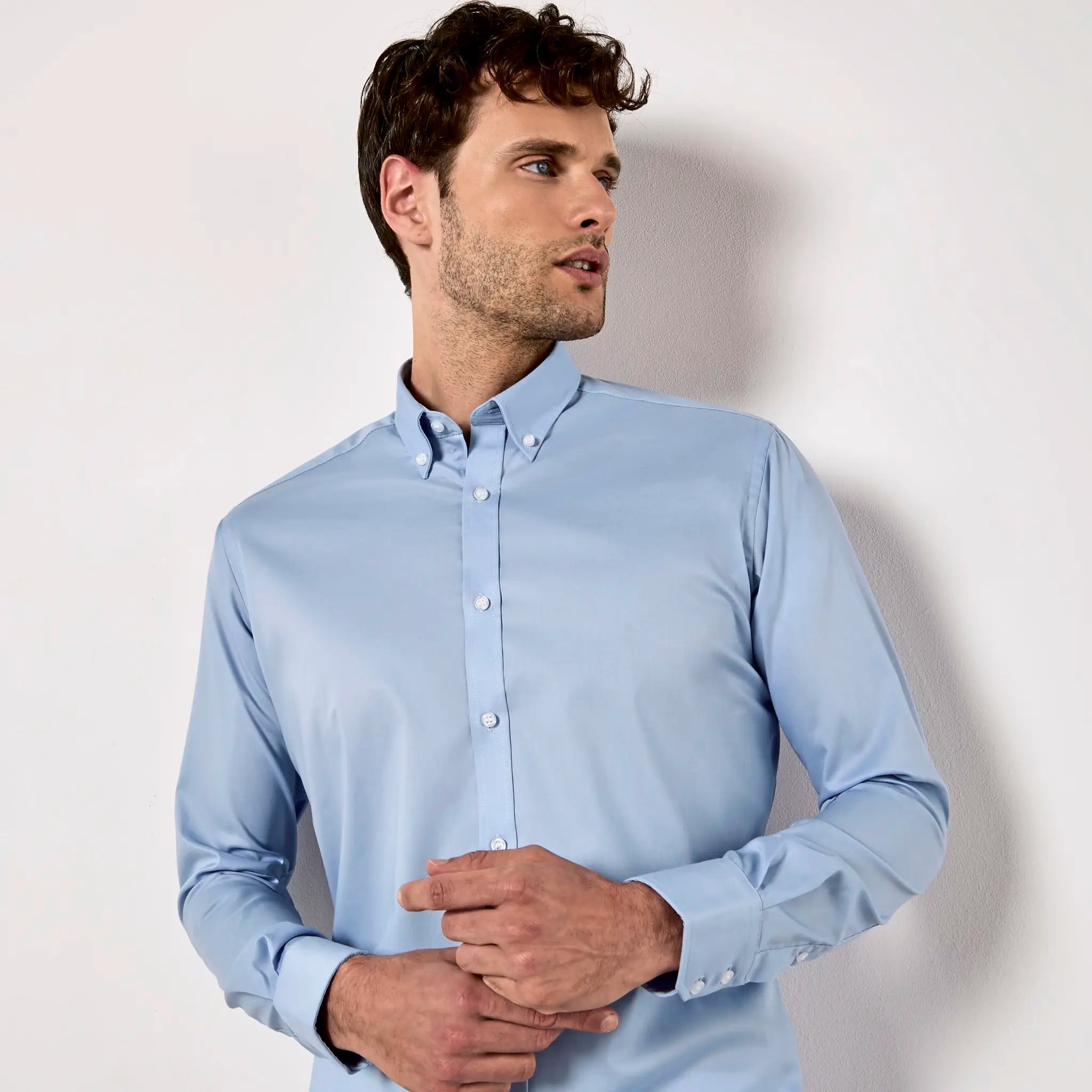 all-groups Men's Slim Fit Stretch Oxford Shirt Long Sleeve