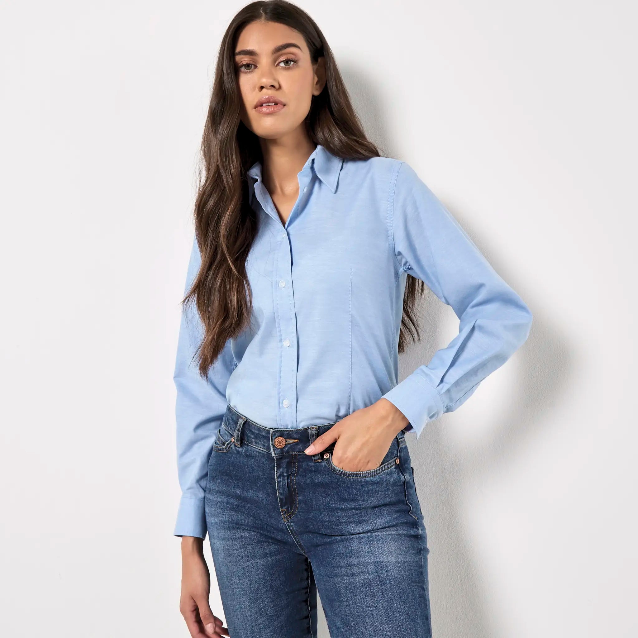 all-groups Women's Tailored Fit Workwear Oxford Shirt Long Sleeve