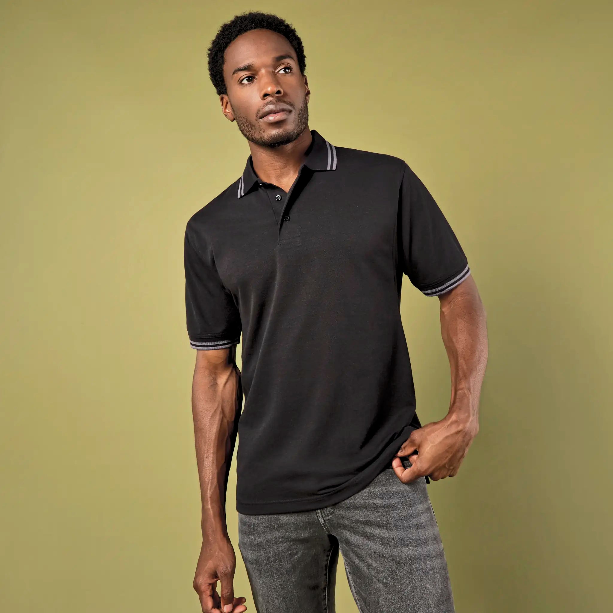 all-groups Men's Classic Fit Superwash 60 Tipped Collar Polo