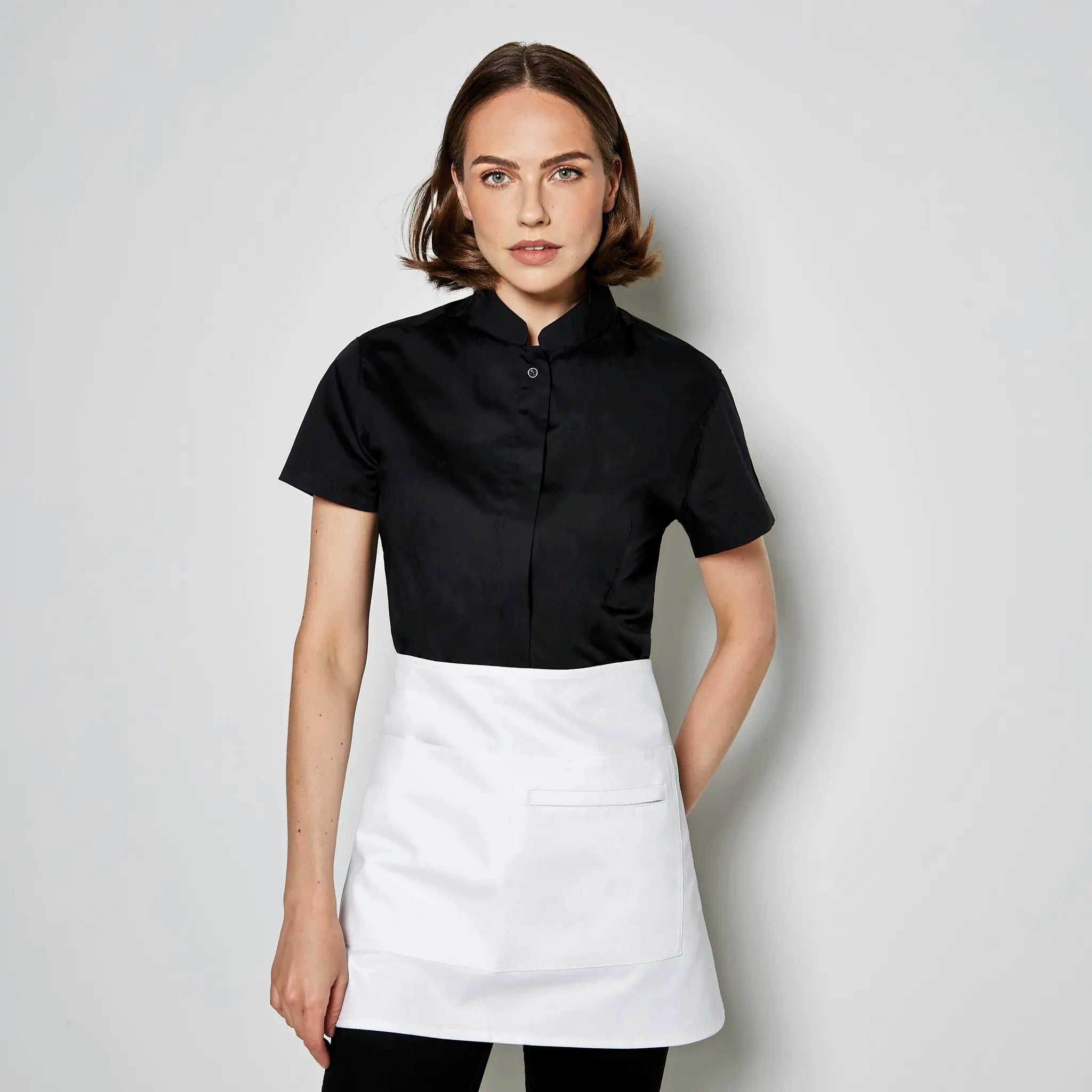 all-groups Women's Tailored Fit Shirt Mandarin Collar Short Sleeve