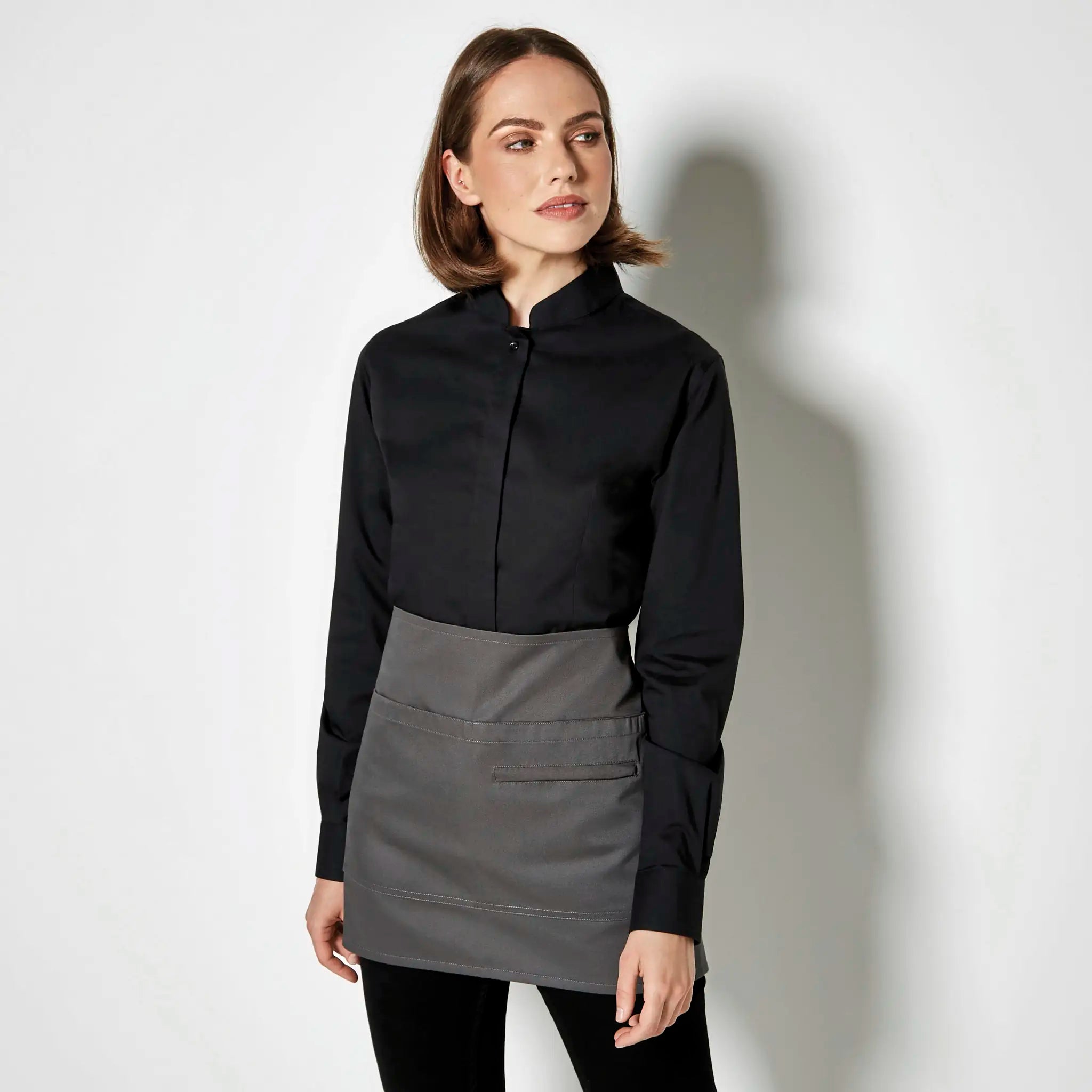all-groups Women's Tailored Fit Shirt Mandarin Collar Long Sleeve