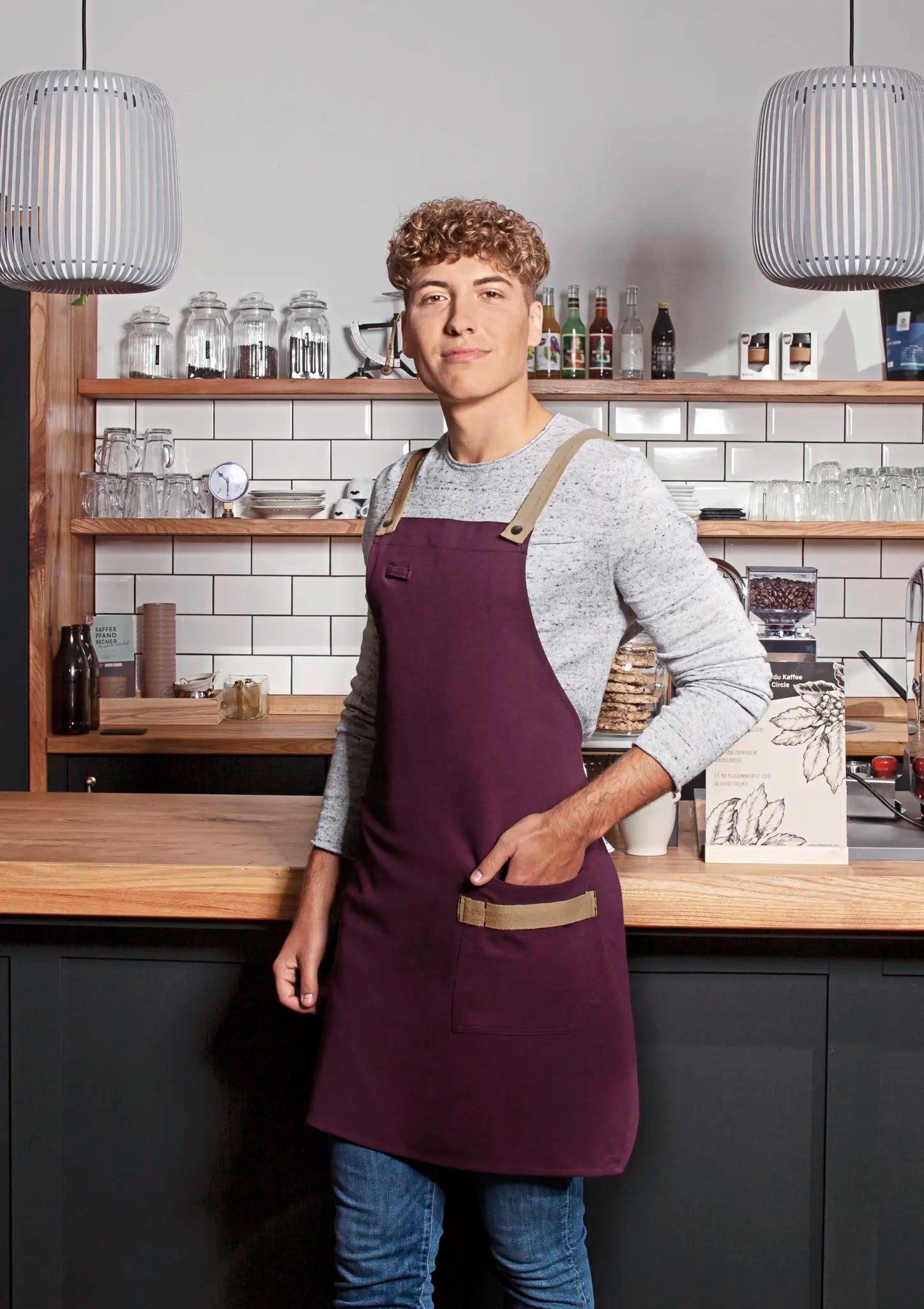 all-groups Bib Apron Urban Look With Cross Straps And Pocket