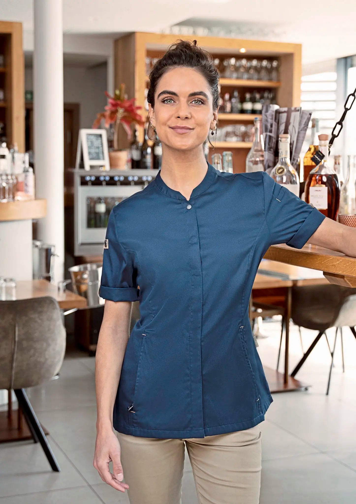 all-groups Women's Chefs Jacket Green Generation Short Sleeve