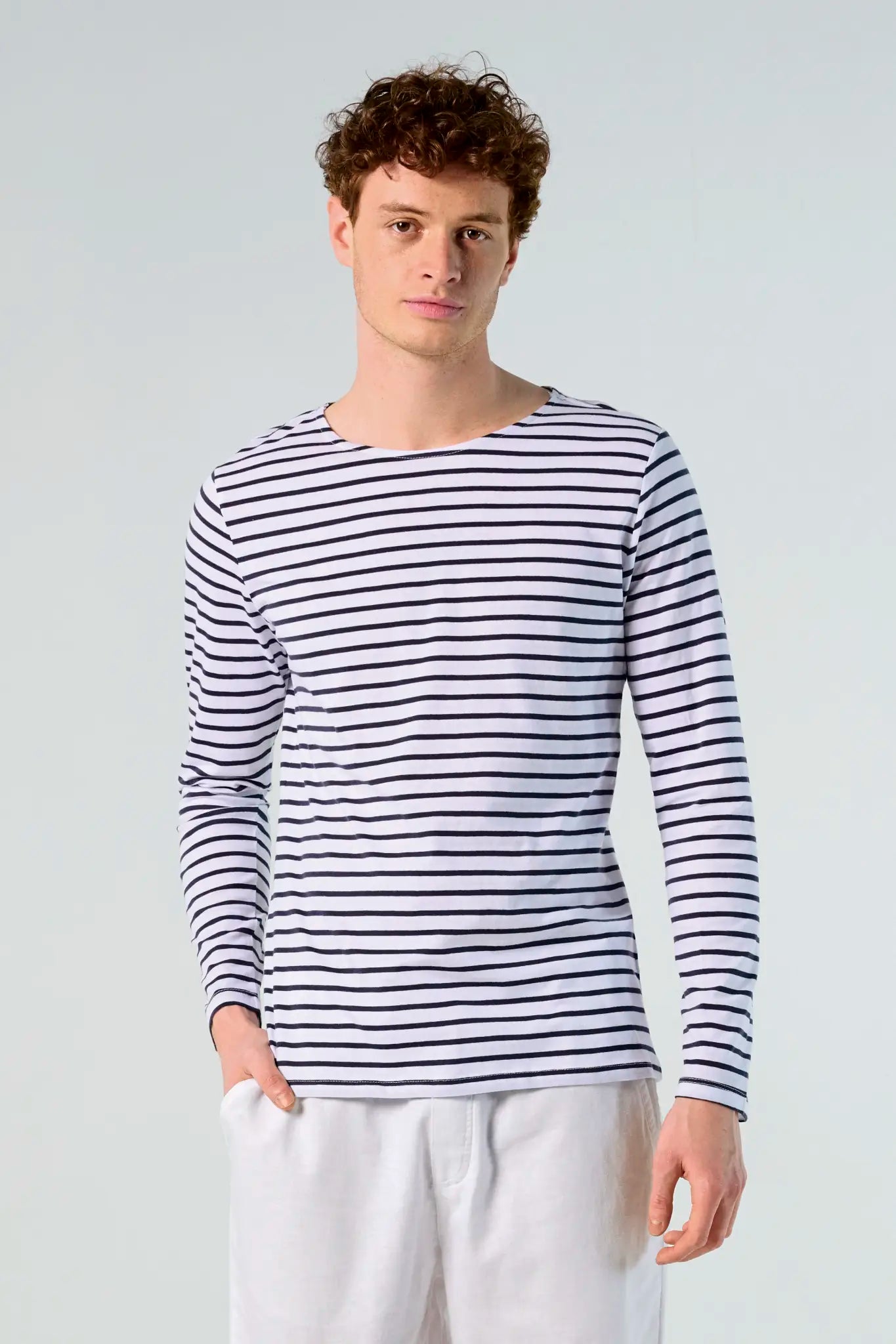 all-groups Men's Long Sleeve Striped T-Shirt Marine