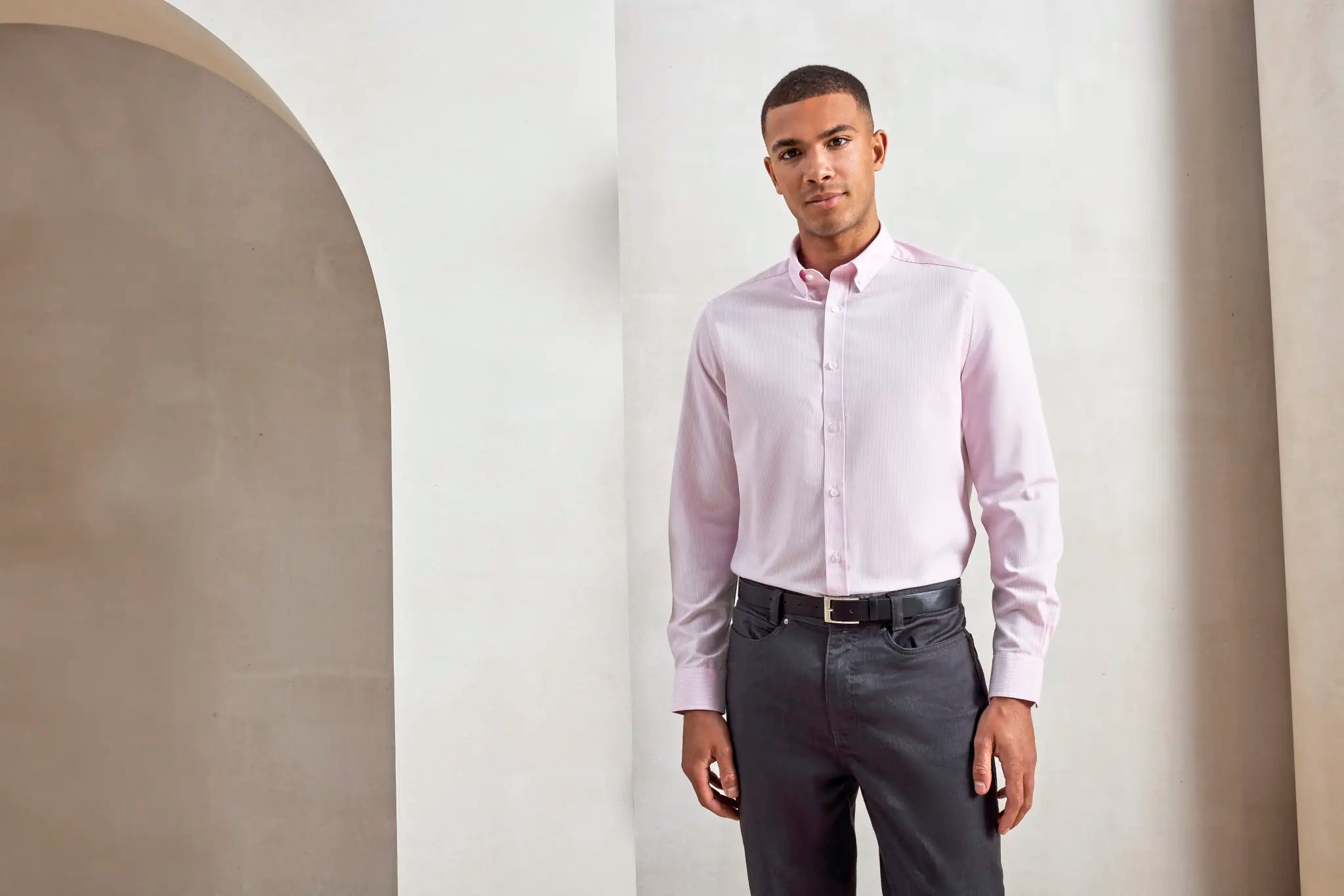 all-groups Men's Cotton Rich Oxford Stripes Shirt