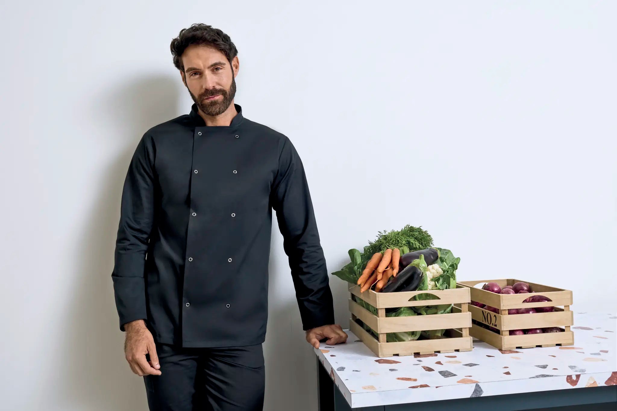 all-groups Men's Chef's Long Sleeve Stud Jacket