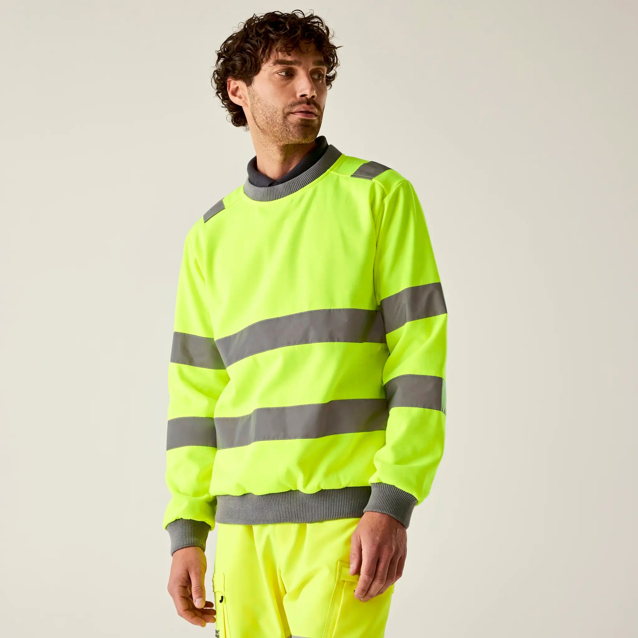 all-groups Men's Hi Vis Pro Contract Crew Neck Sweatshirt