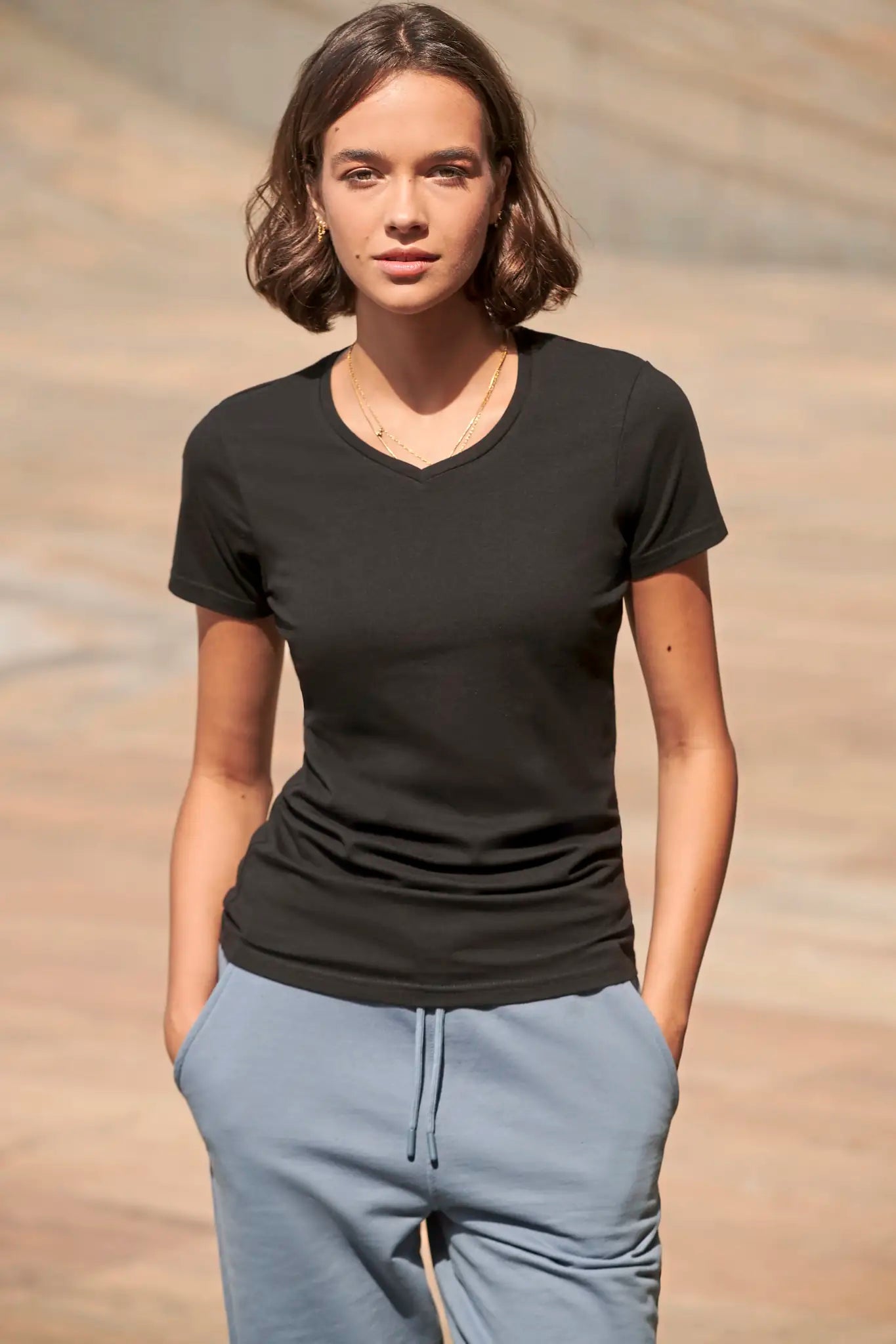 all-groups Women's Feel Good Stretch V Neck T