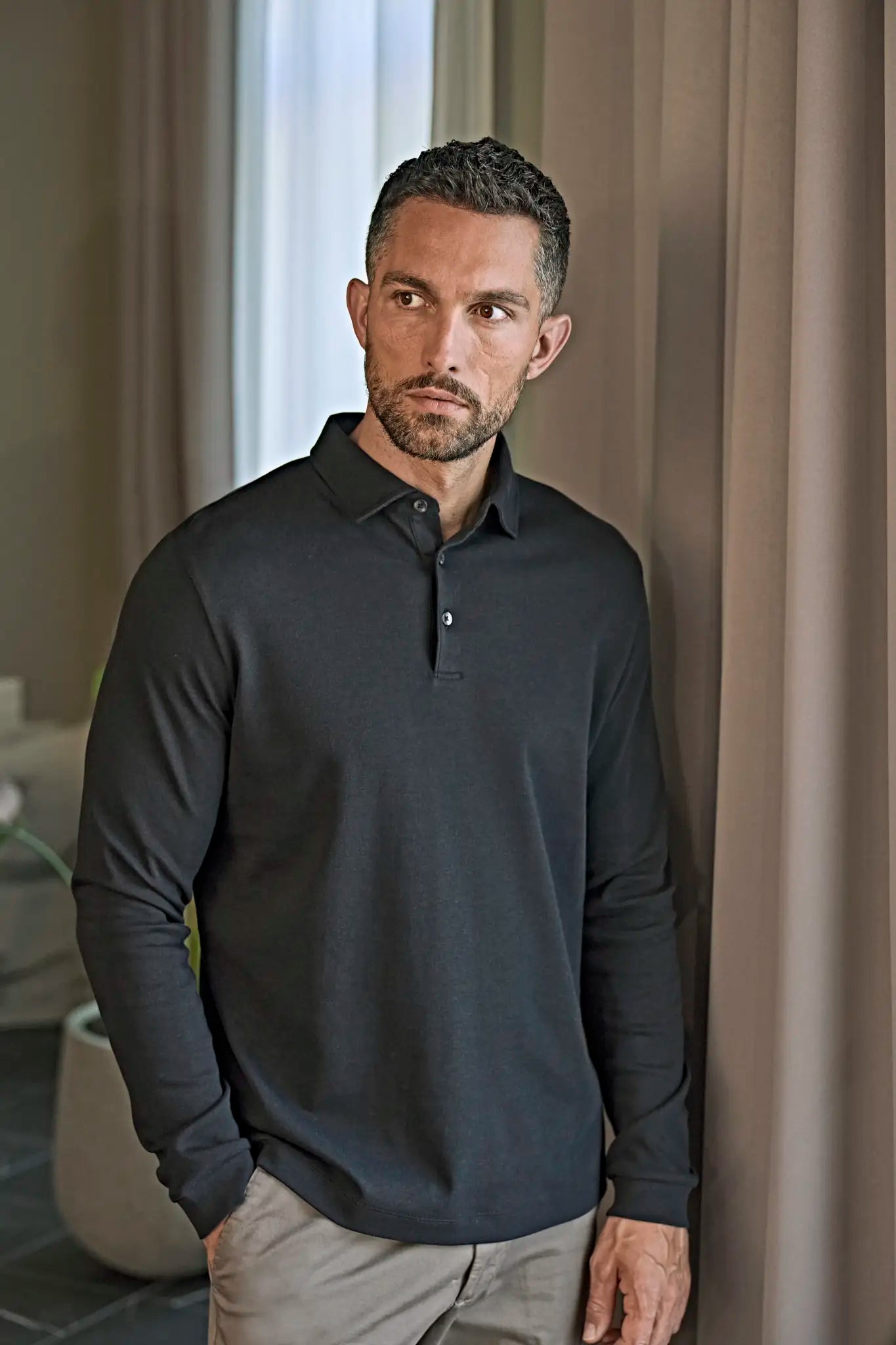 all-groups Men's Pima Cotton Long Sleeve Polo
