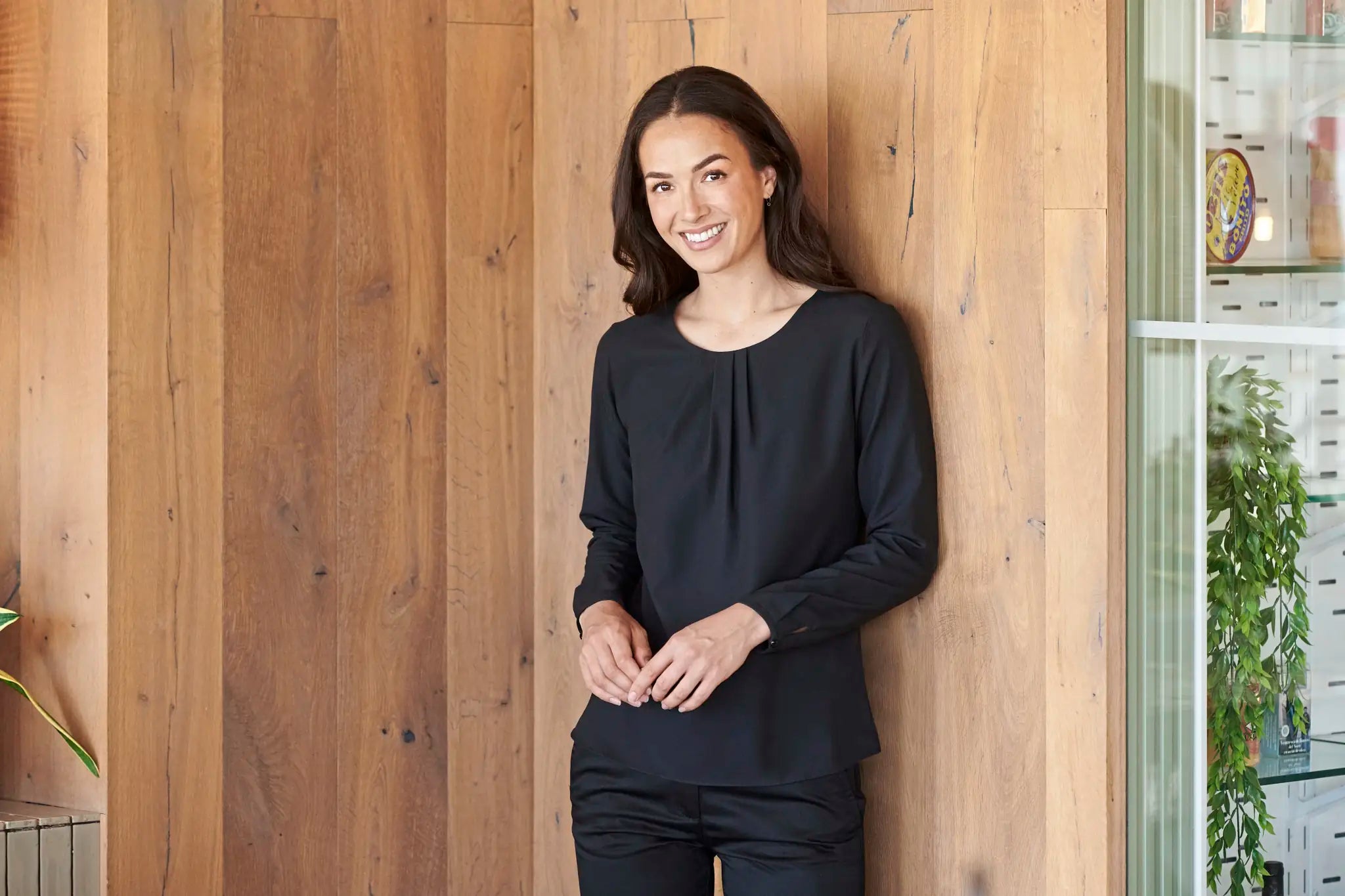 all-groups Women's Pleat Front Long Sleeved Blouse