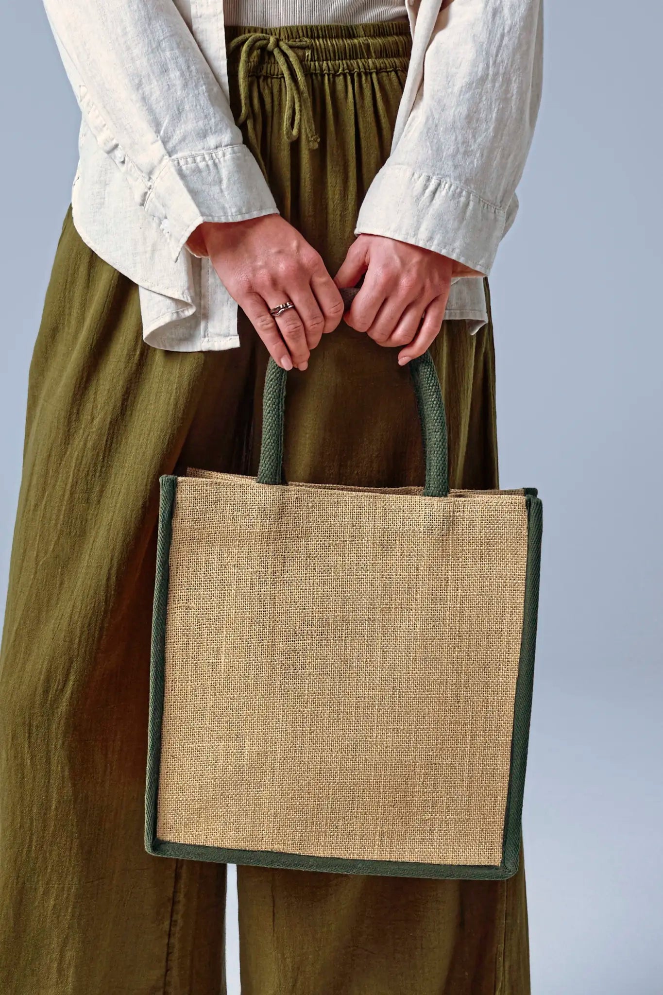 all-groups Natural Starched Jute Midi Bag