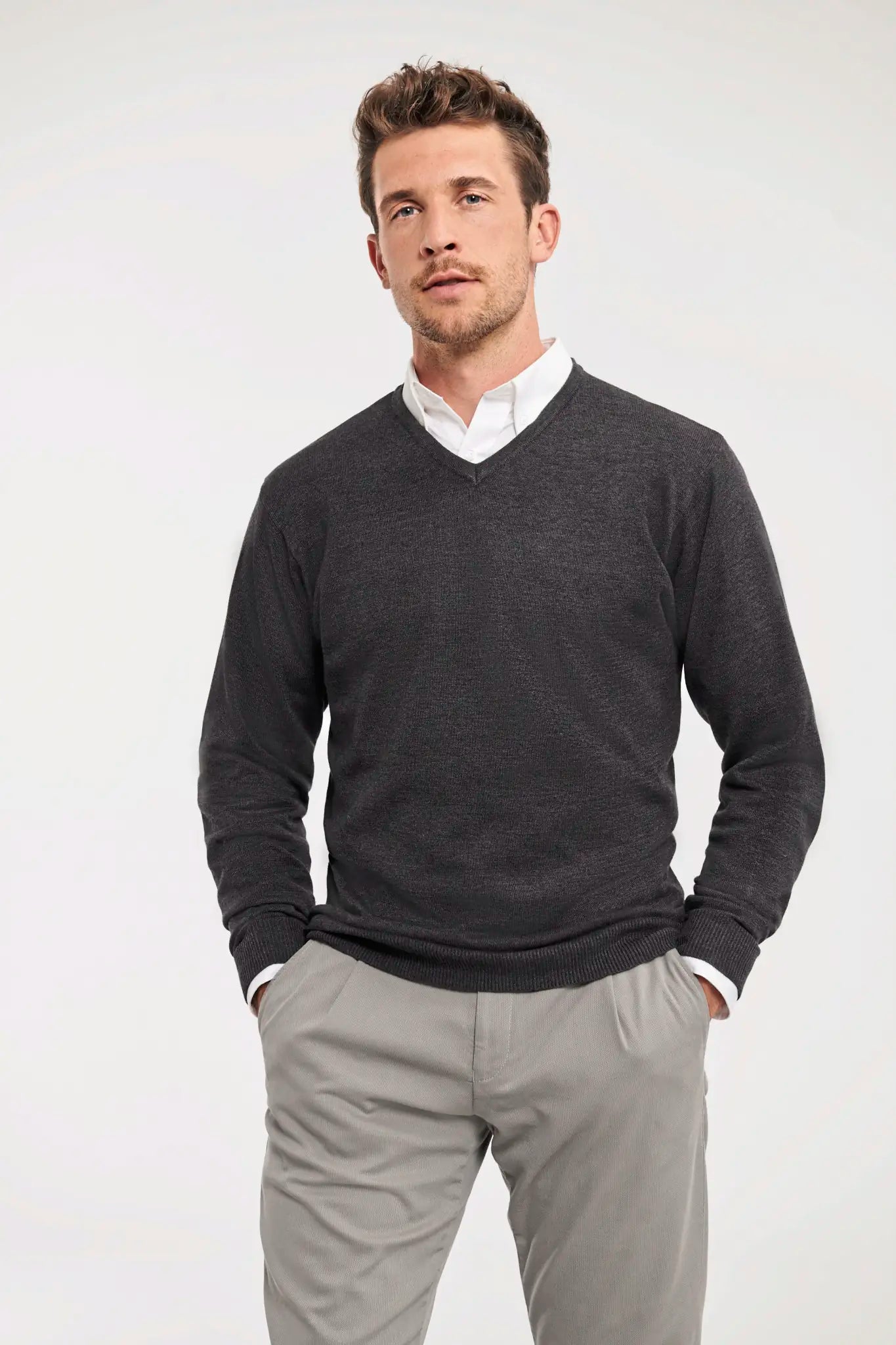 all-groups Men's V Neck Knitted Pullover