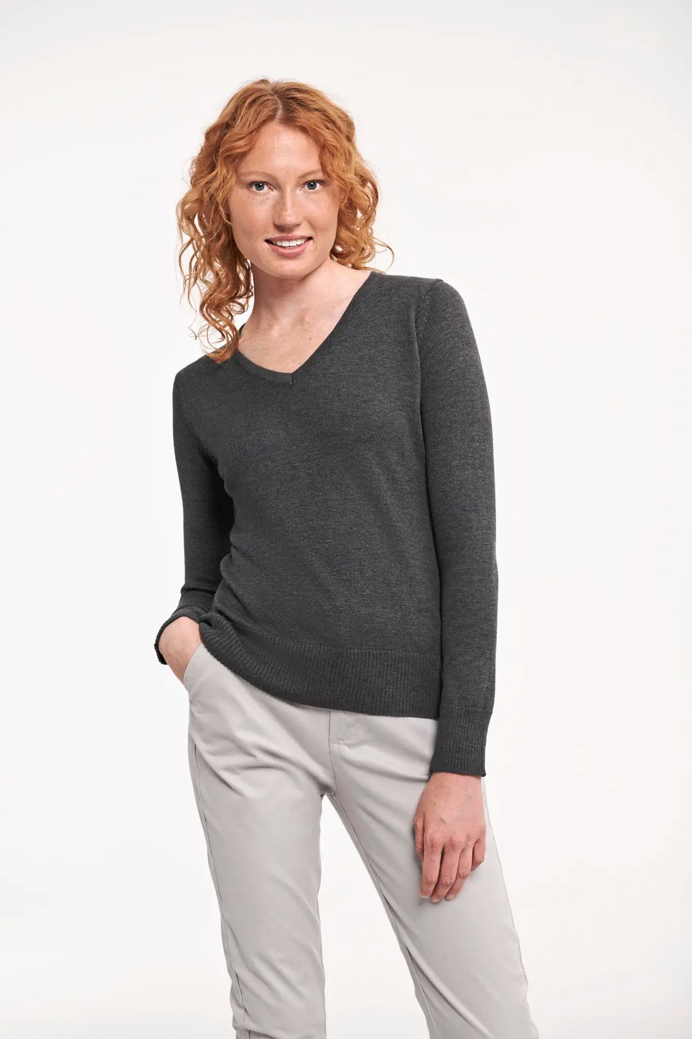 all-groups Women's V Neck Knitted Pullover