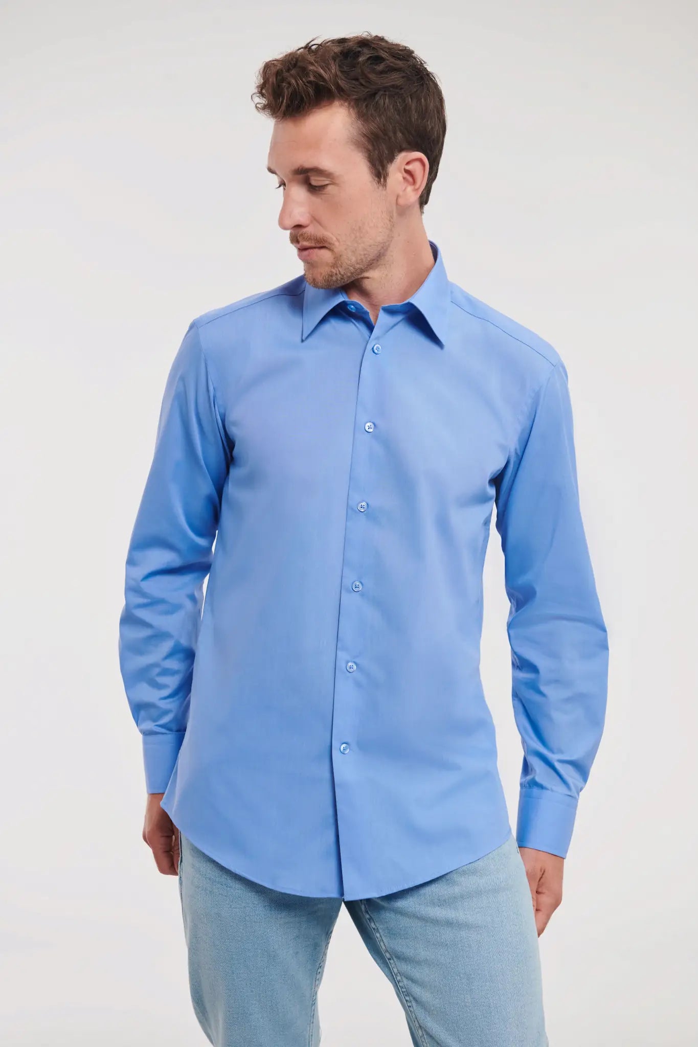 all-groups Men's Long Sleeve Tailored Polycotton Poplin Shirt