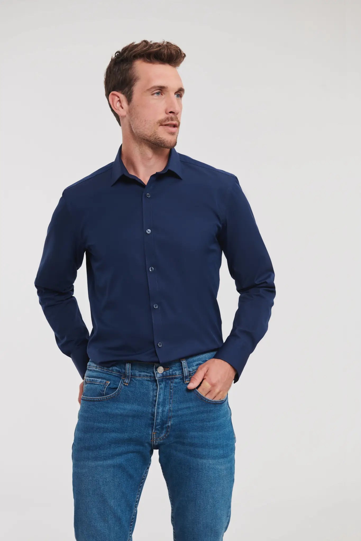all-groups Men's Long Sleeve Fitted Ultimate Stretch Shirt