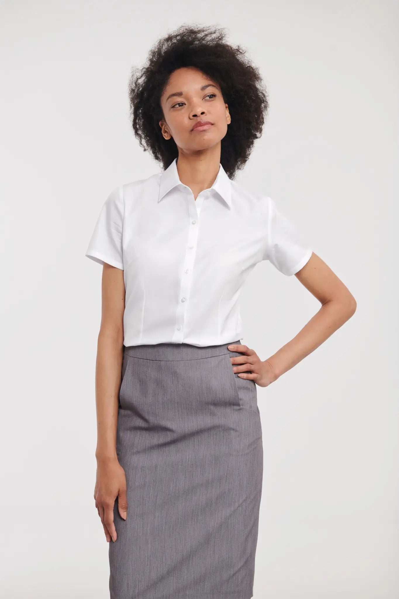 all-groups Women's Short Sleeve Tailored Herringbone Shirt